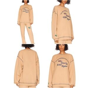 The Mayfair Group You're The Inspiration Sweatshirt Womens M/L Tan Crew Neck